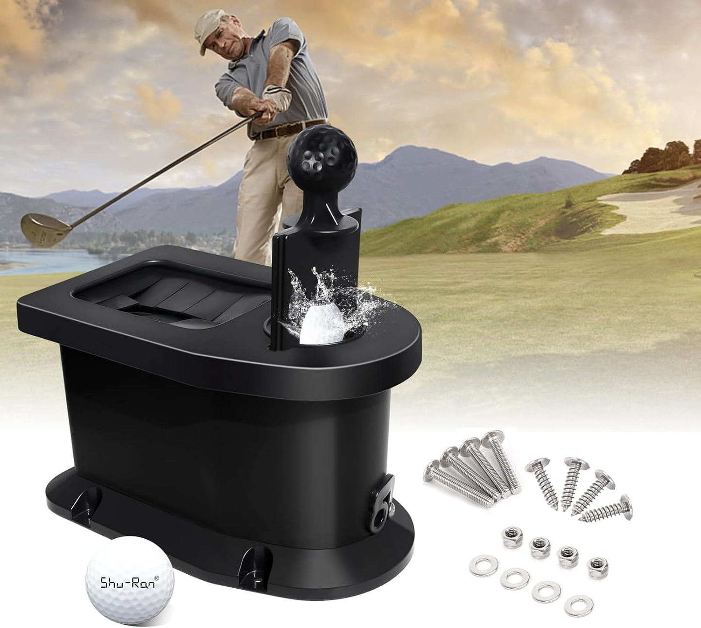 Golf Cart Ball Washer and Club Cleaner Kit for EZGO, Club Car, Yamaha, Advanced EV, Star EV, Universal & Detachable