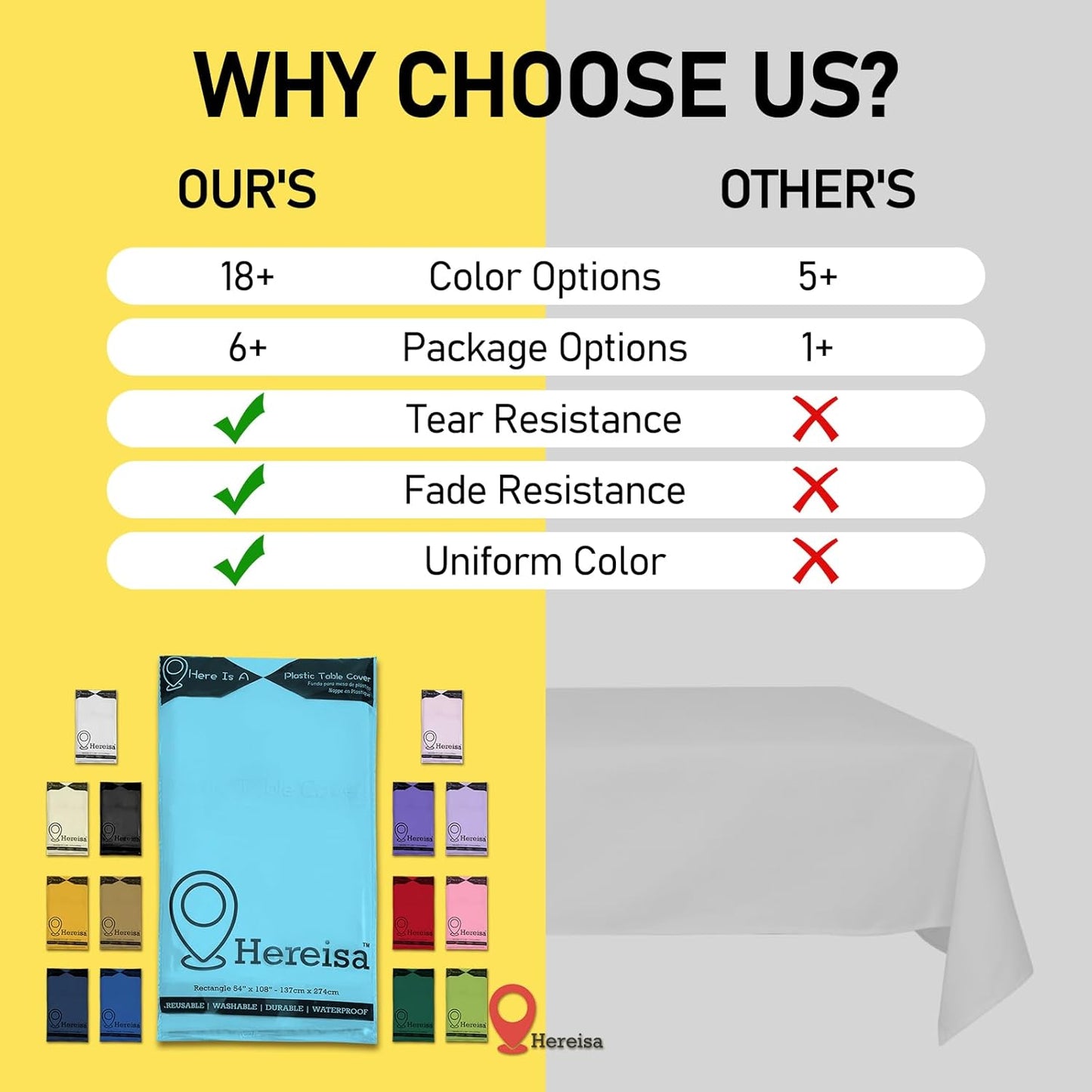 Plastic Light Blue Tablecloths 3 Pack Disposable Table Covers 54" x 108" Sky Blue Table Cloths for Gender Reveal Parties Baby Shower Engagement Wedding, Fits 6 to 8 Foot Rectangle Tables