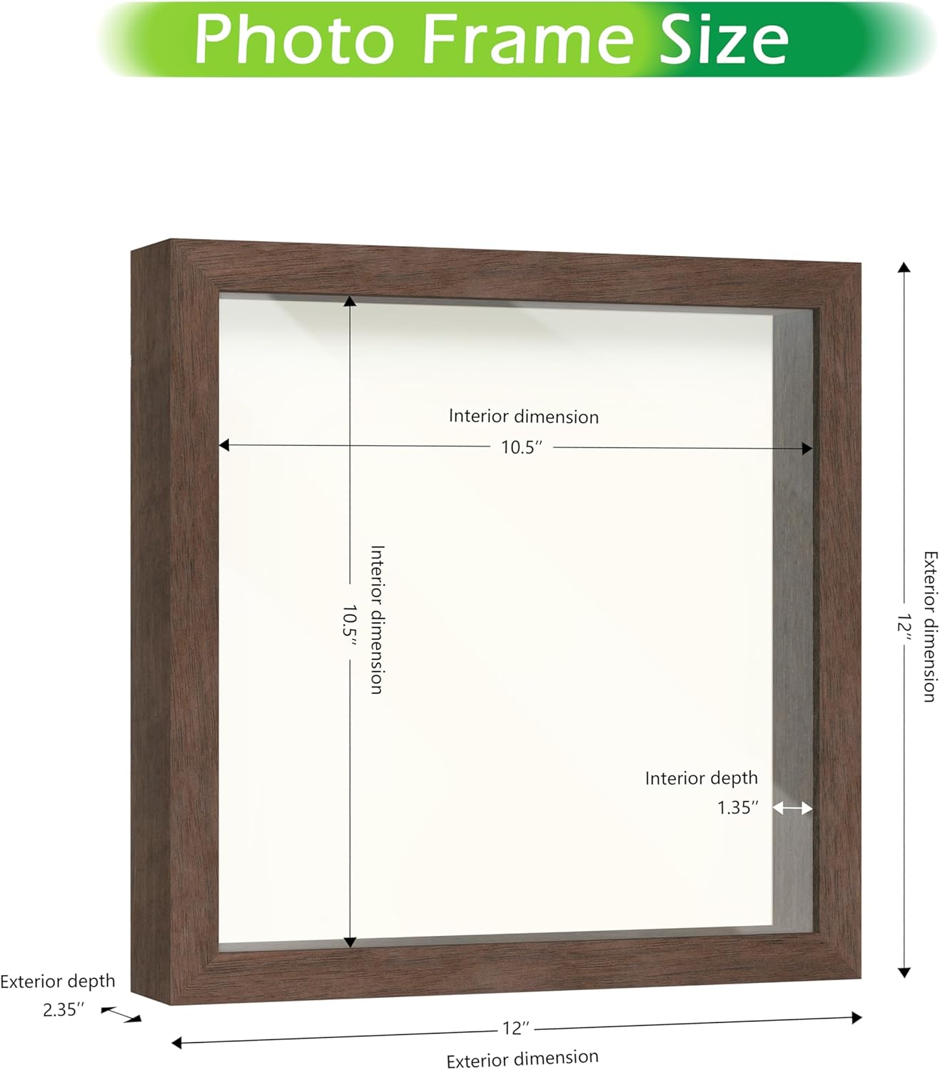 FrameWorks 11” x 11” Dark Oak Wooden Shadow Box Frame – Display Case with Soft Felt Back, Memory Box with Tempered Glass, Display Box with Elegant White Ball Push Pins, Wooden Flower Box