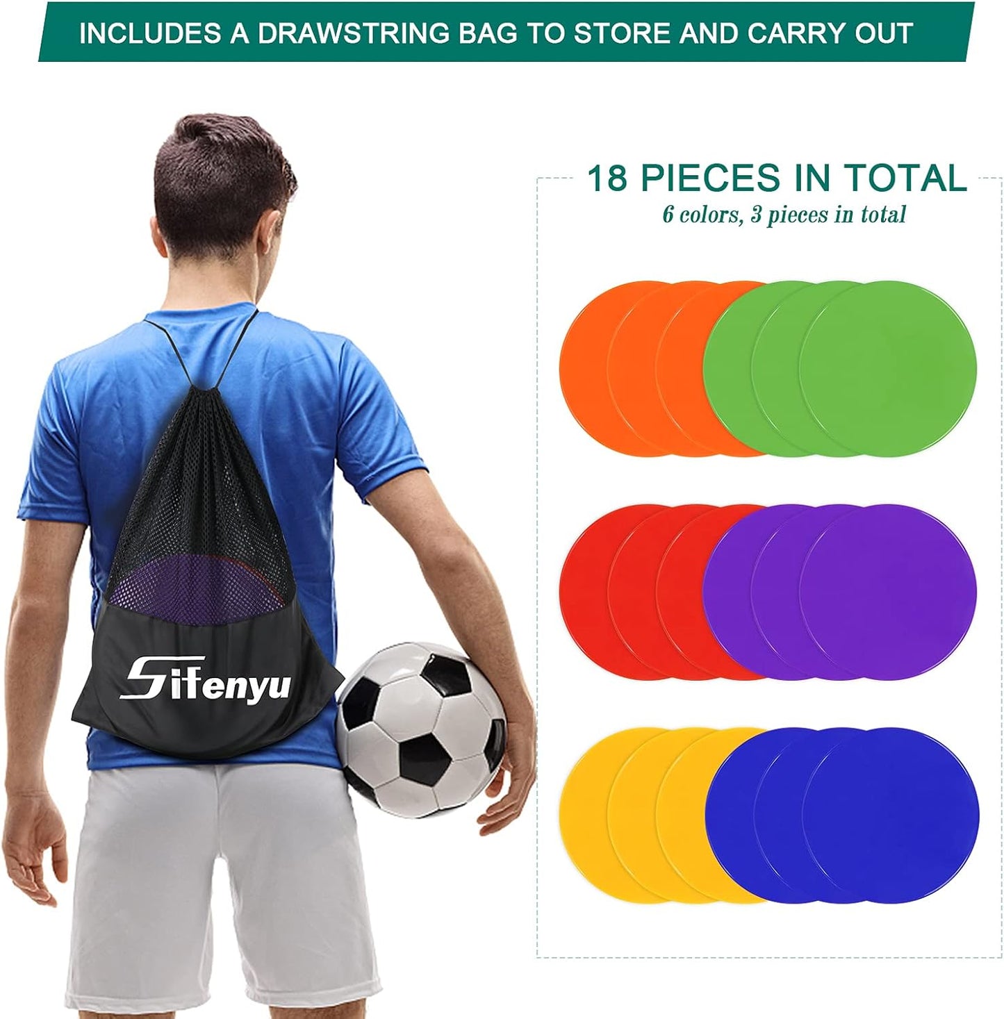 9 Inch Poly Spot Markers for Gym Floor Poly Spots, 12/18/24/36 Pcs Round Non-Slip Rubber Floor Dots Agility Markers Flat Cones for Sports Soccer PE Training, Dance, Classroom Activities