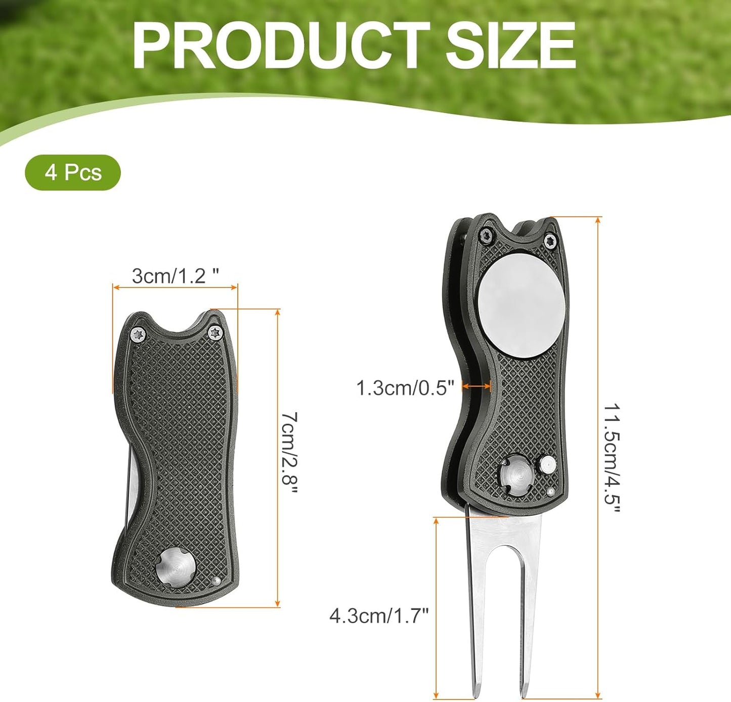 PATIKIL Golf Divot Repair Tool Foldable Metal Golf Green Divot Tool with Magnetic Ball Marker & Stainless Steel Fork