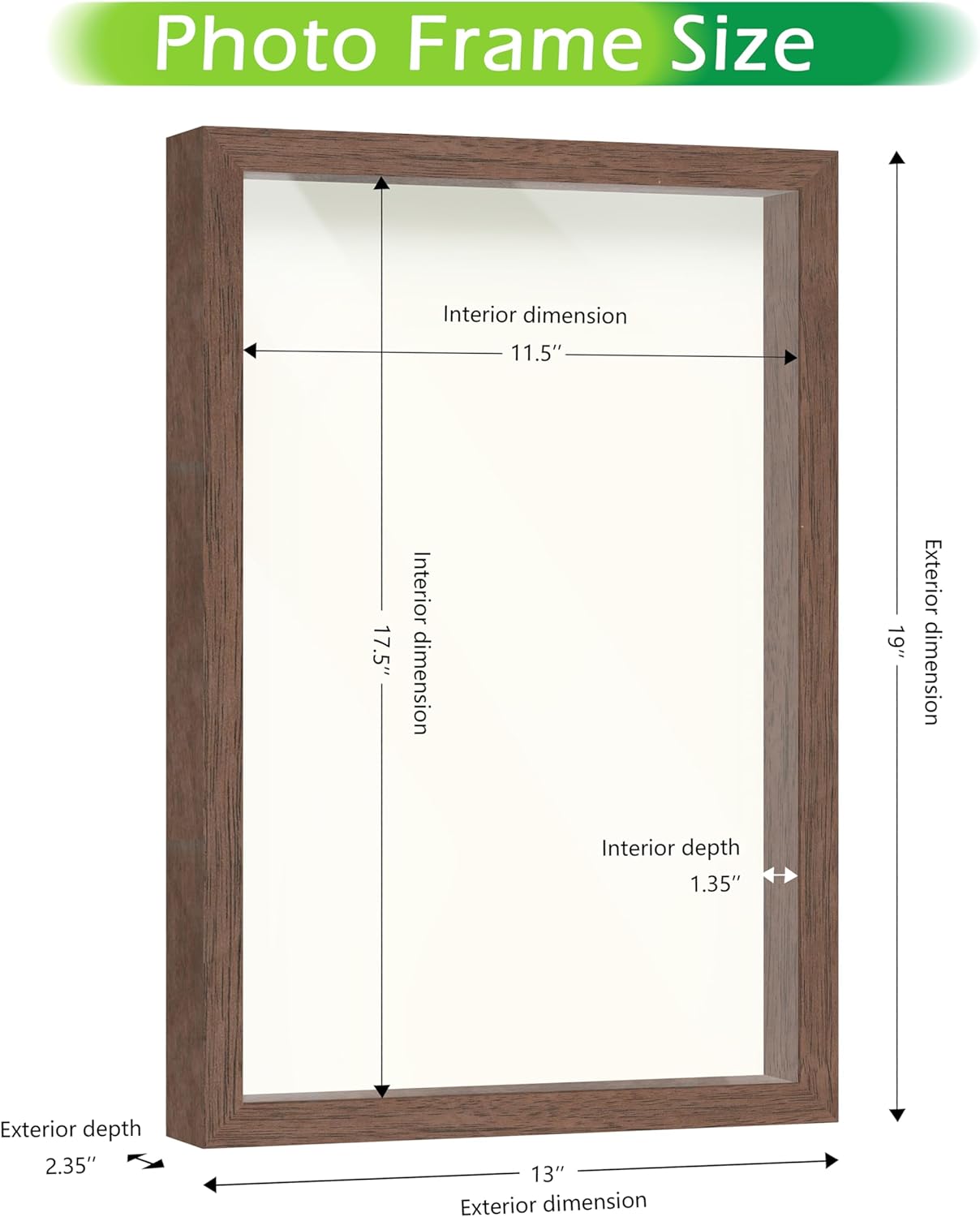FrameWorks 12" x 18" Dark Oak Wooden Shadow Box Frame – Soft Felt Back, Tempered Glass, and Included Elegant White Ball Push Pins