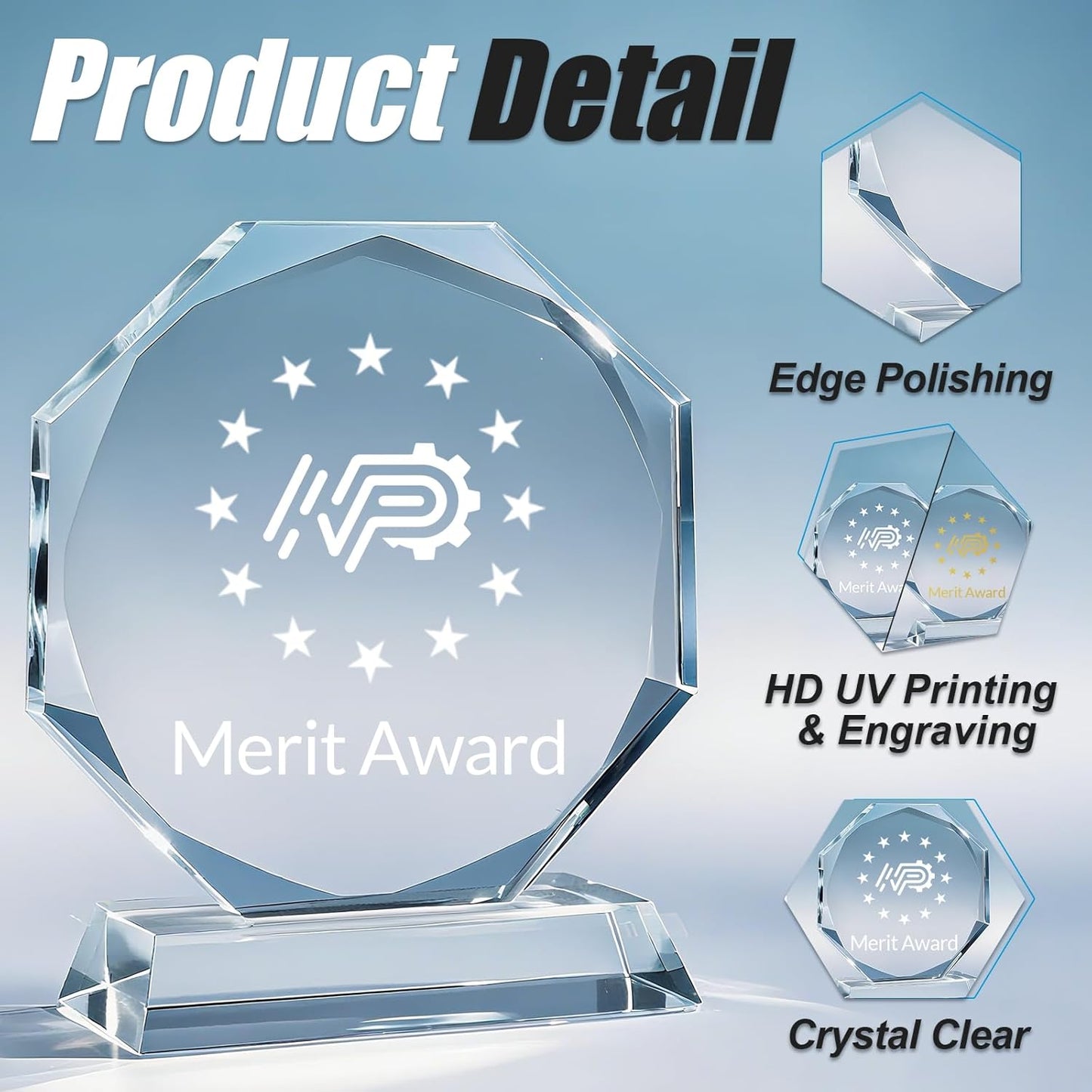 Personalized Crystal Trophy - Customizable Trophy Award with Name/Logo/Text for Retirement Plaque Employee Recognition Trophies