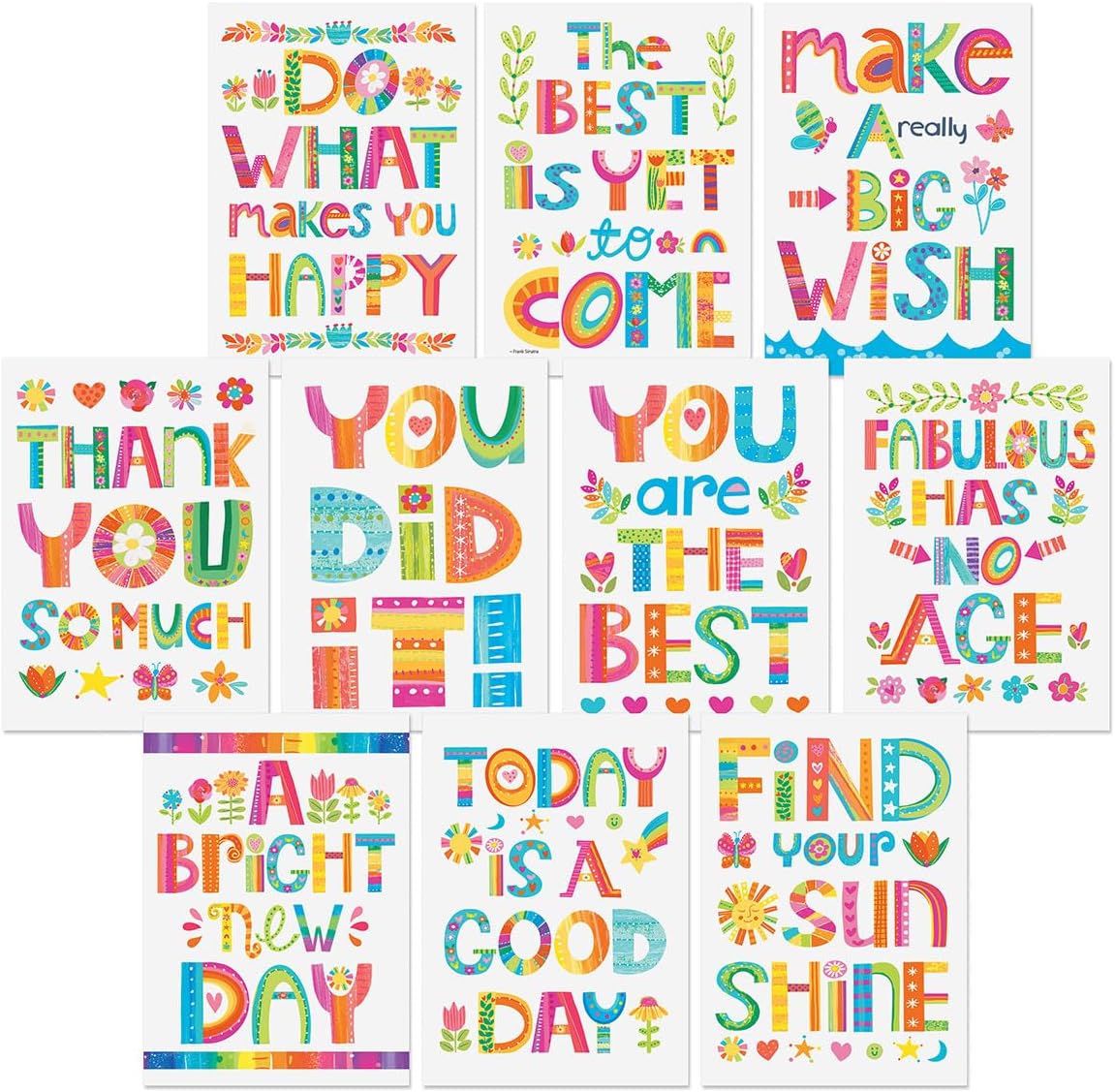Current Bright Inspirational All Occasion Value Pack-20 Cards With Envelopes, Celebration, Get Well, Sympathy, Birthday, Anniversary & Thinking of You Variety, Large 5" x 7" Assortment, 10 Design Set