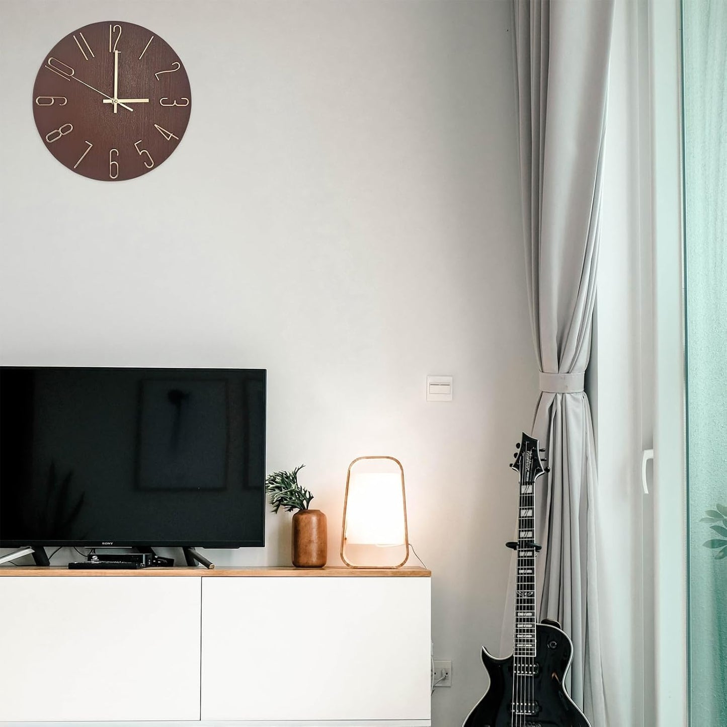 Wall Clock, Silent Clock, Wall Clocks Battery Operated， 12 inch Modern Wall Clock, Suitable for Offices, Living Rooms, Kitchens, Homes, Schools (Retro Brown Without Second Hand)