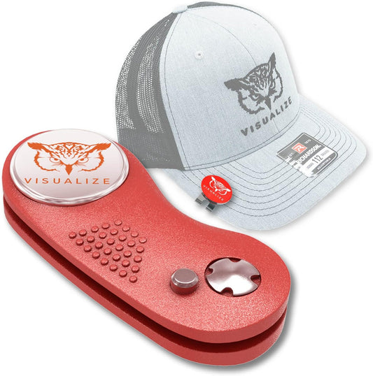 VISUALIZE Elite Switchblade Golf Divot Repair Tool Set with Ball Marker - Sturdy Anodized Aluminum - Perfect Golf Accessory Gift