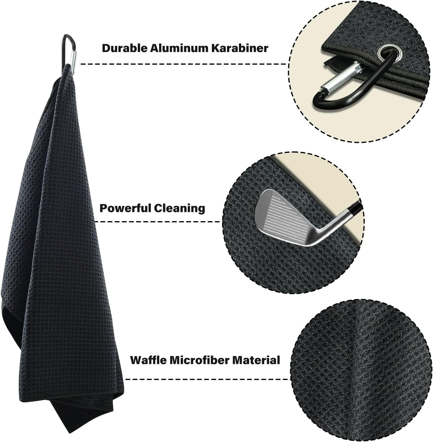 Golf Cart Ball Washer and Club Cleaner Kit with Golf Towel for EZGO, Club Car, Yamaha, Advanced EV, Star EV, Universal & Detachable