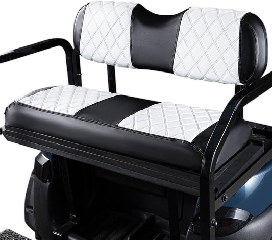 NOKINS Golf Cart Seat Covers Fit Club Car Precedent/DS/EZGO RXV/TXT/Yamaha Drive Aftermarket Standard Rear Seat Cushion, No Stapler, Multiple Colors&Breathable (White&Black)