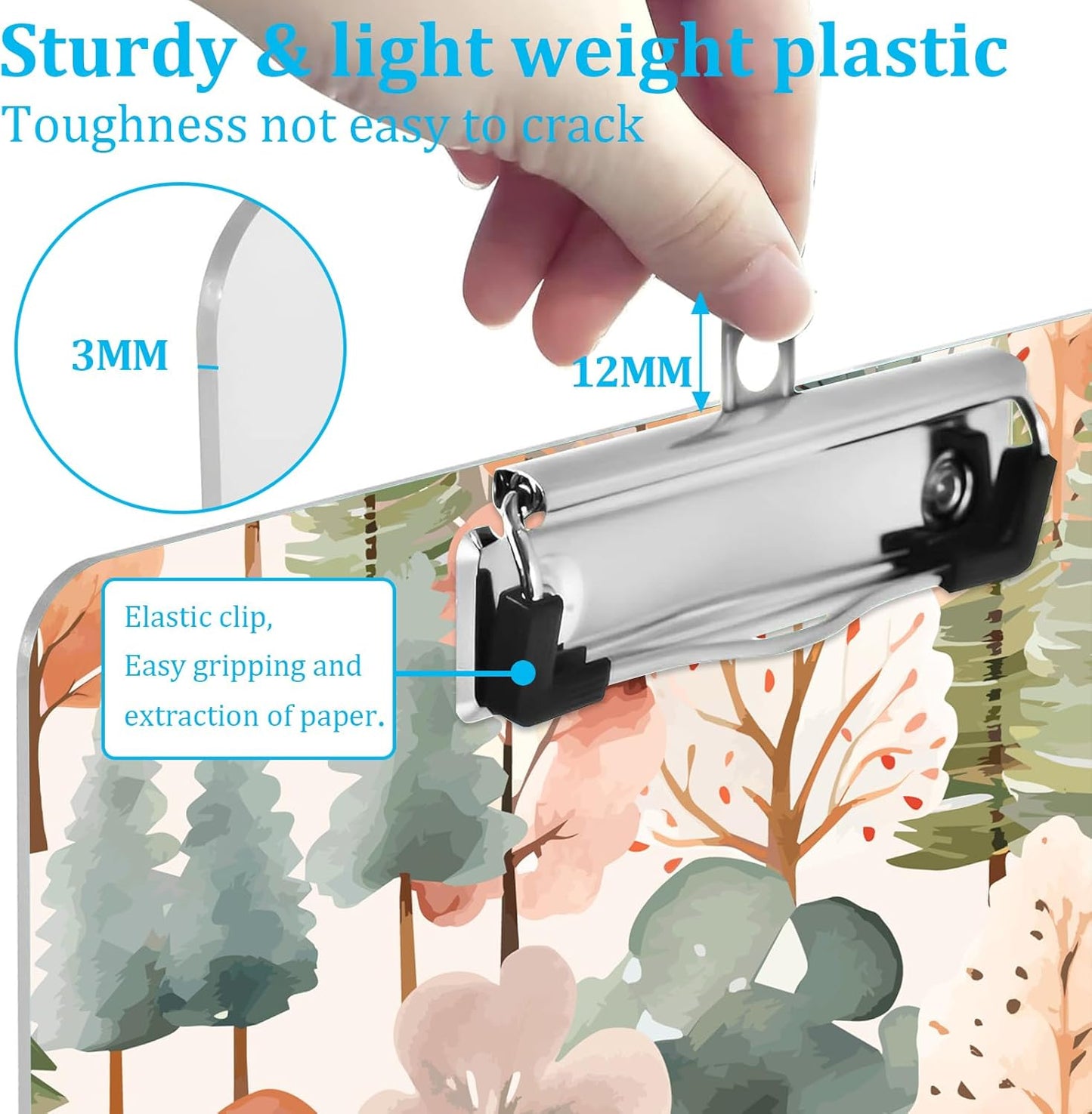 Autumn Trees Clipboard A4 Letter Size Plastic Decorative Clipboards for Teacher,Nurse Doctor Student and Kid Cute Design for Standard Size 12.5 x 8.7
