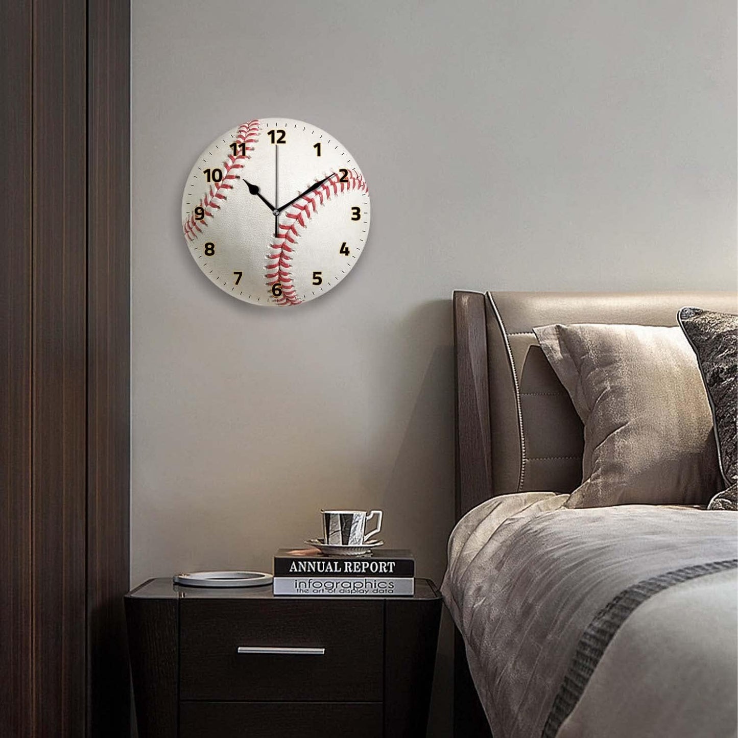 Battery Operated Wall Clocks 12 Inch,Baseball,Silent Home Decor for Bathroom,Living Room,Bedroom