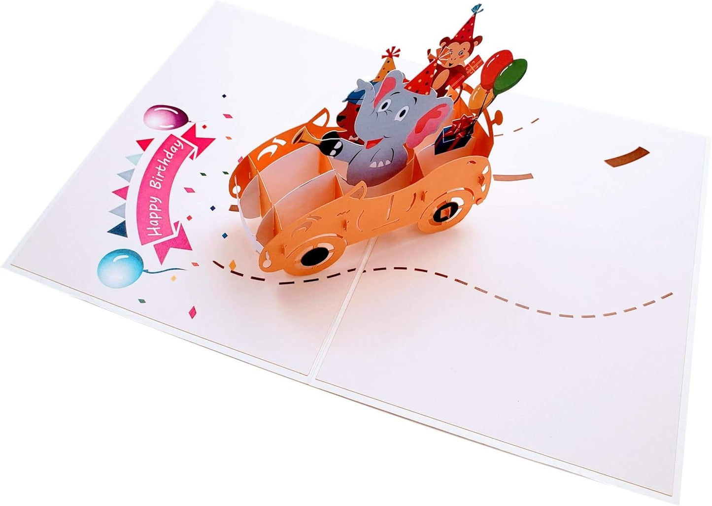 iGifts And Cards Jungle Birthday Party Pop-Up Card 5" x 7" – Fun Animal Celebration 3D Greeting for Kids, Friends, Family, Safari Lovers, Party Enthusiasts, Zoo Theme Surprise with Envelope