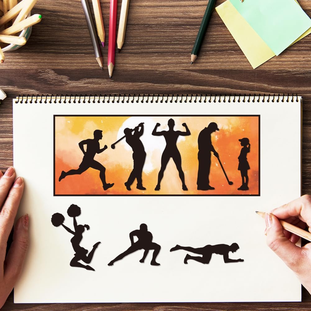 GLOBLELAND Fitness Sports Cutting Dies for Card Making Golf Players Basketball Metal Die Cuts Family Ball Games Tennis Cut Stencils for DIY Embossing Paper Cuts Scrapbooking Decor
