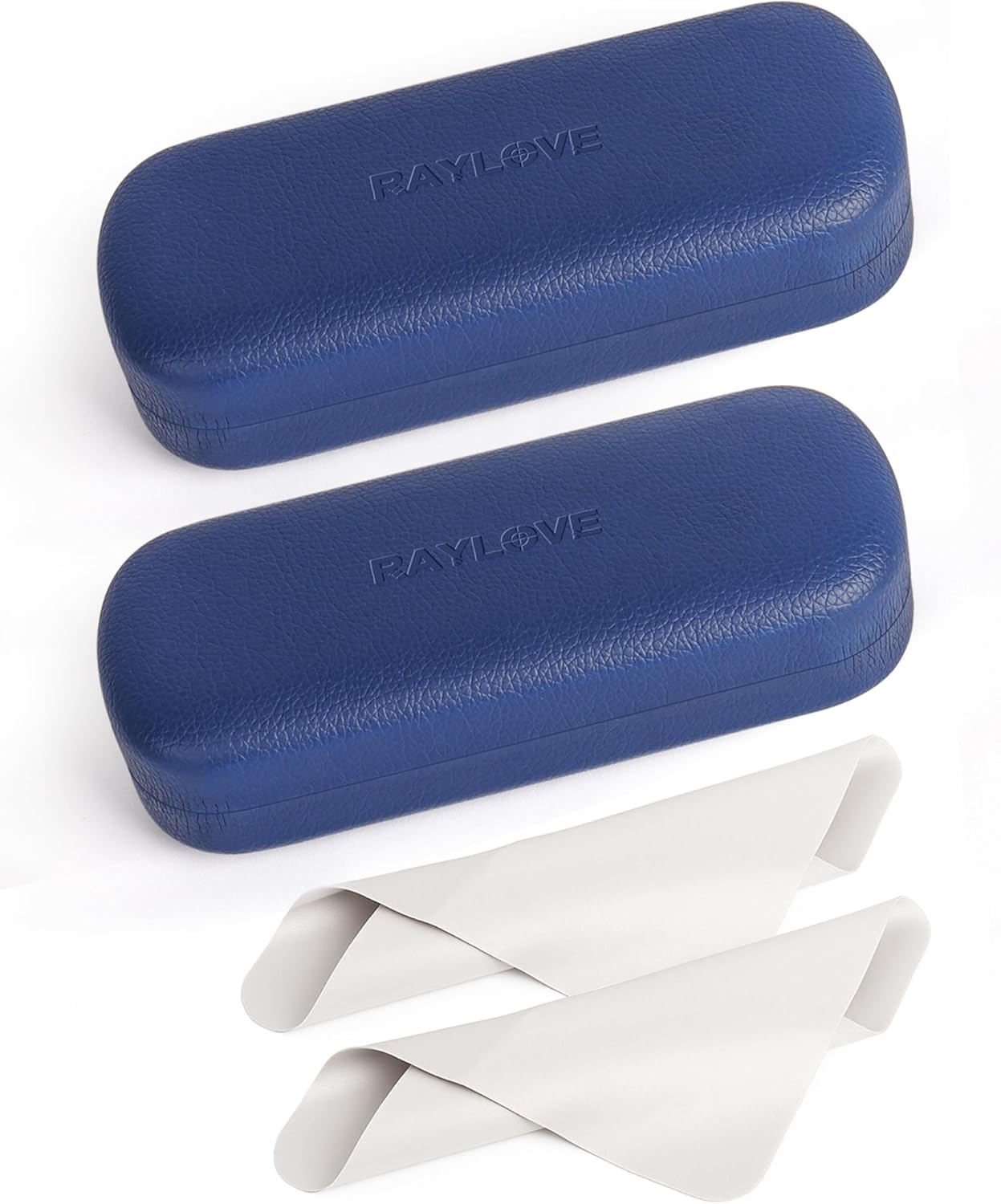 RayLove Glasses Case Hard Shell Eyeglass Case with Cleaning Cloth, PU Leather Protective Eye Glass Cases Fits Most Sunglasses