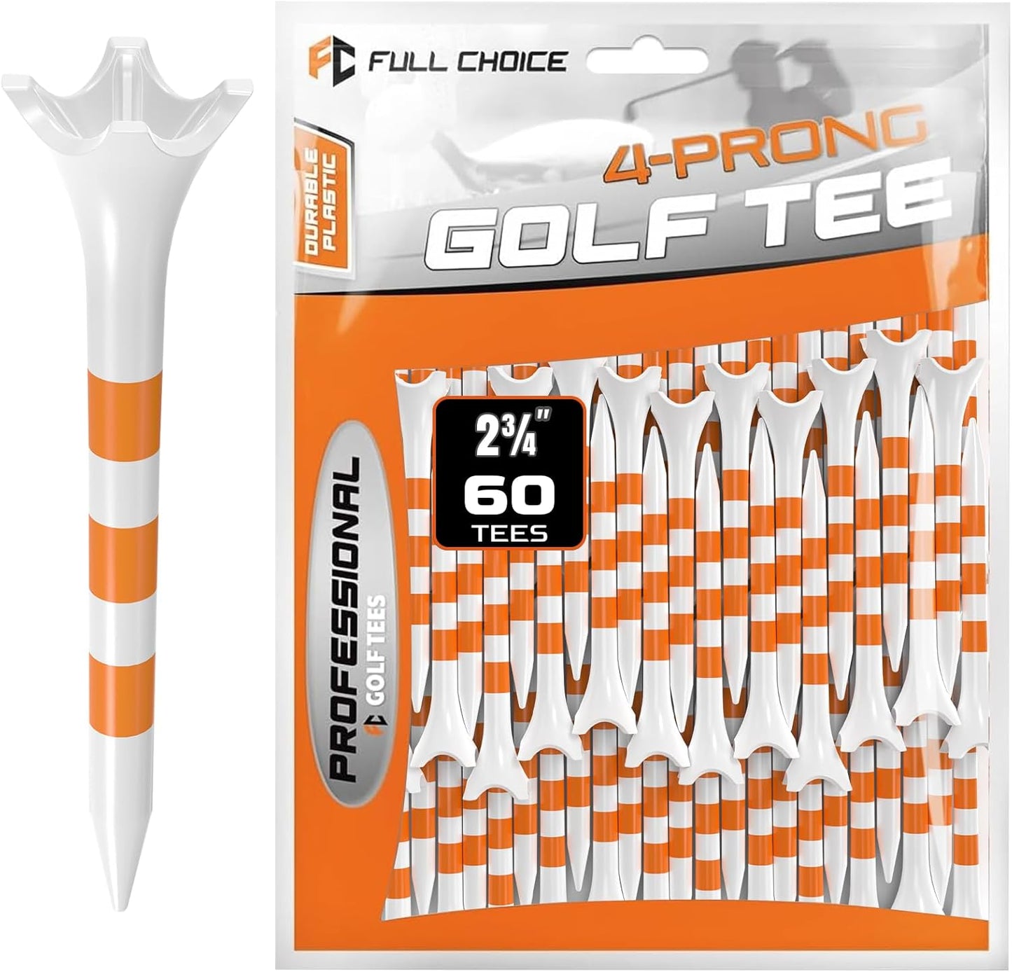 Professional Plastic Golf Tees 100 Pack (3-1/4" or 2-3/4"), Enhanced Durability & Stability, Engineered to Minimize Friction and Side Spin
