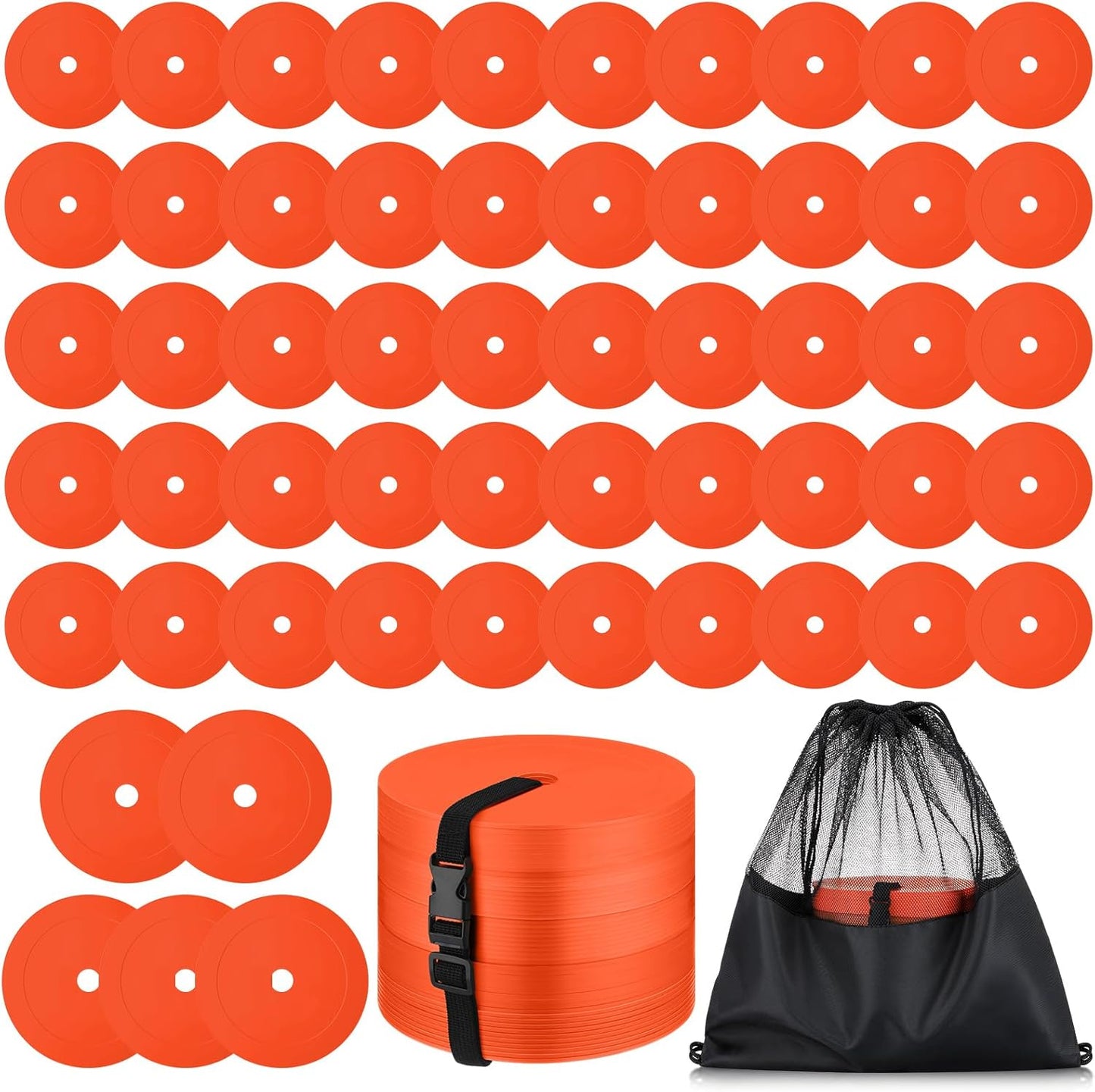 6 inch Flat Cones Spot Markers Non-Skid Floor Hole Soccer Cones Field Court Spot Markers Flat Discs Soccer Training Equipment for Football Sports Speed Agility Practice