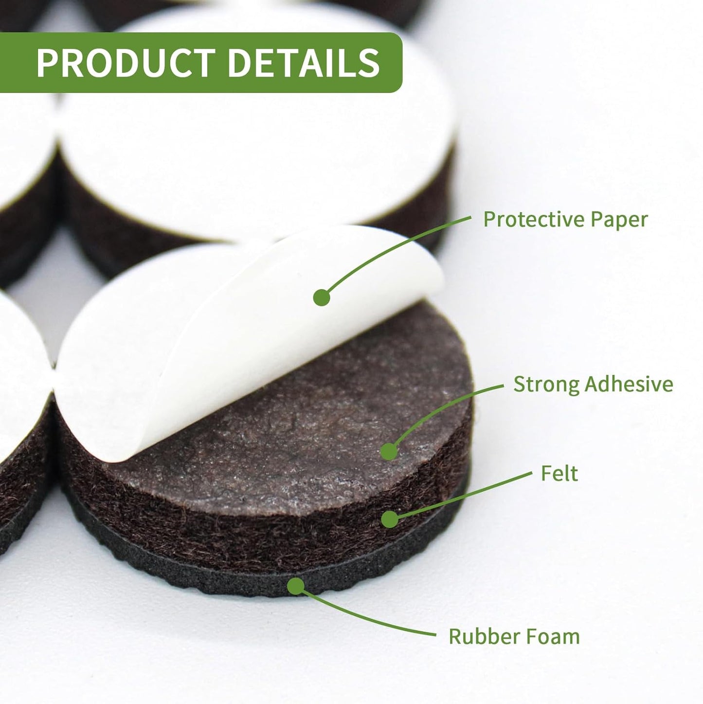 Non Slip Furniture Pads 36 PCS 1'' Round - Anti Slip Furniture Pads - Self Adhesive Rubber Feet Furniture Feet - Chair Leg Floor Protectors - Keep Furniture in Place