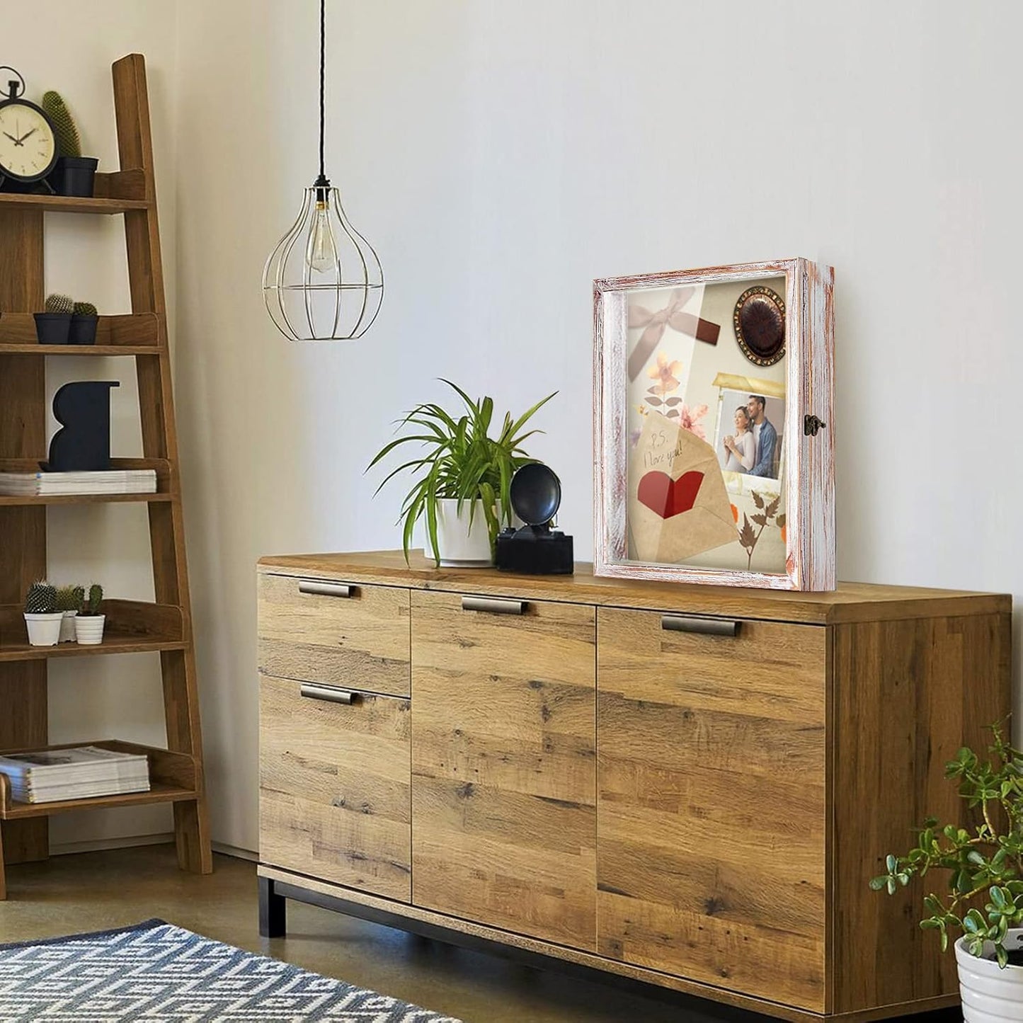 TJ.MOREE Flowers Shadow Box Display Case 13 x 16 Vintage Large Shadow Box Frame with Glass Window Door Farmhouse Deep Picture Frame Wedding Bouquet Memorabilia Photos Memory Box - White Pink