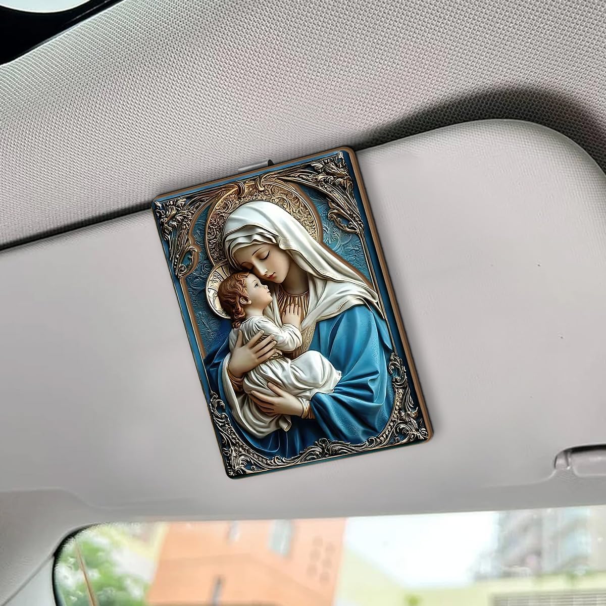Jesuspirit Personalized Car Visor Clip – Guardian Angel Visor Clip, Our Lady of Guadalupe, Christian Car Accessories, New Driver & Religious Gifts (Mary and Jesus)