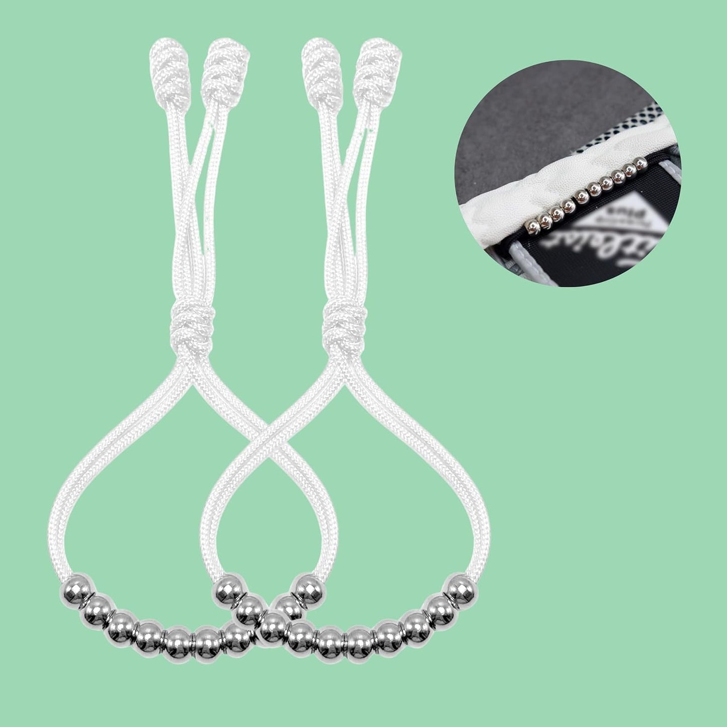 LAMIBEE Pack of 2 Golf Glove Bead Stroke Counter, 10 Stainless Steel Beads Score Counter for Gloves, Stroke Count Resizable Easy to Adjust Golf Round Scoring Tracker Accessory