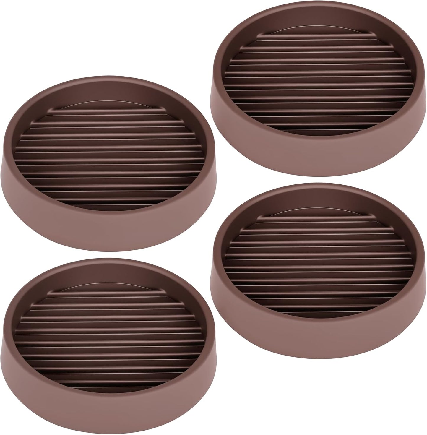 Non Slip Furniture Pads, 2.5” Round Rubber Caster Cups, Anti-Slip Gripper, Anti Slide Furniture Feet Floor Protectors for Bed Couch Stoppers - Brown, 4 Pack