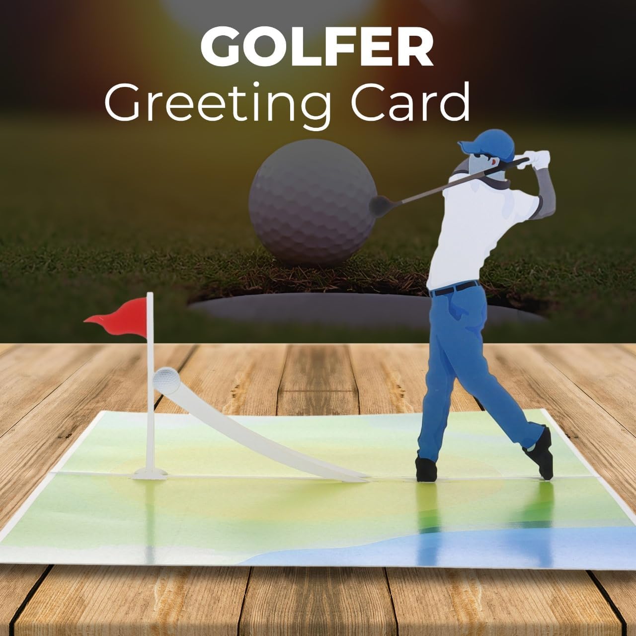 iGifts And Cards Golf Swing 3D Pop-Up Card – 6" x 8" Golfing Scene Greeting for Birthdays Father's Day Retirement and Sports Lovers – Unique Gift for Golfers Coaches Bosses and More
