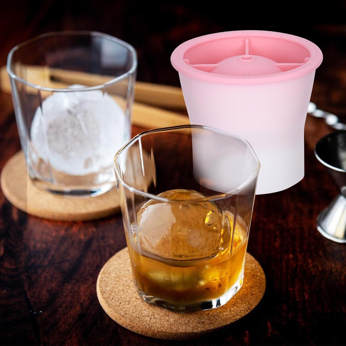 Round Ice Cube Molds 6 Pieces, Silicone Sphere Ice Mold Maker, Stackable Easy Release Circle Ice Cube Mold with Lids, Spherical Ice Makers with Lids for Whiskey, Cocktails, Bourbon, and Drinks