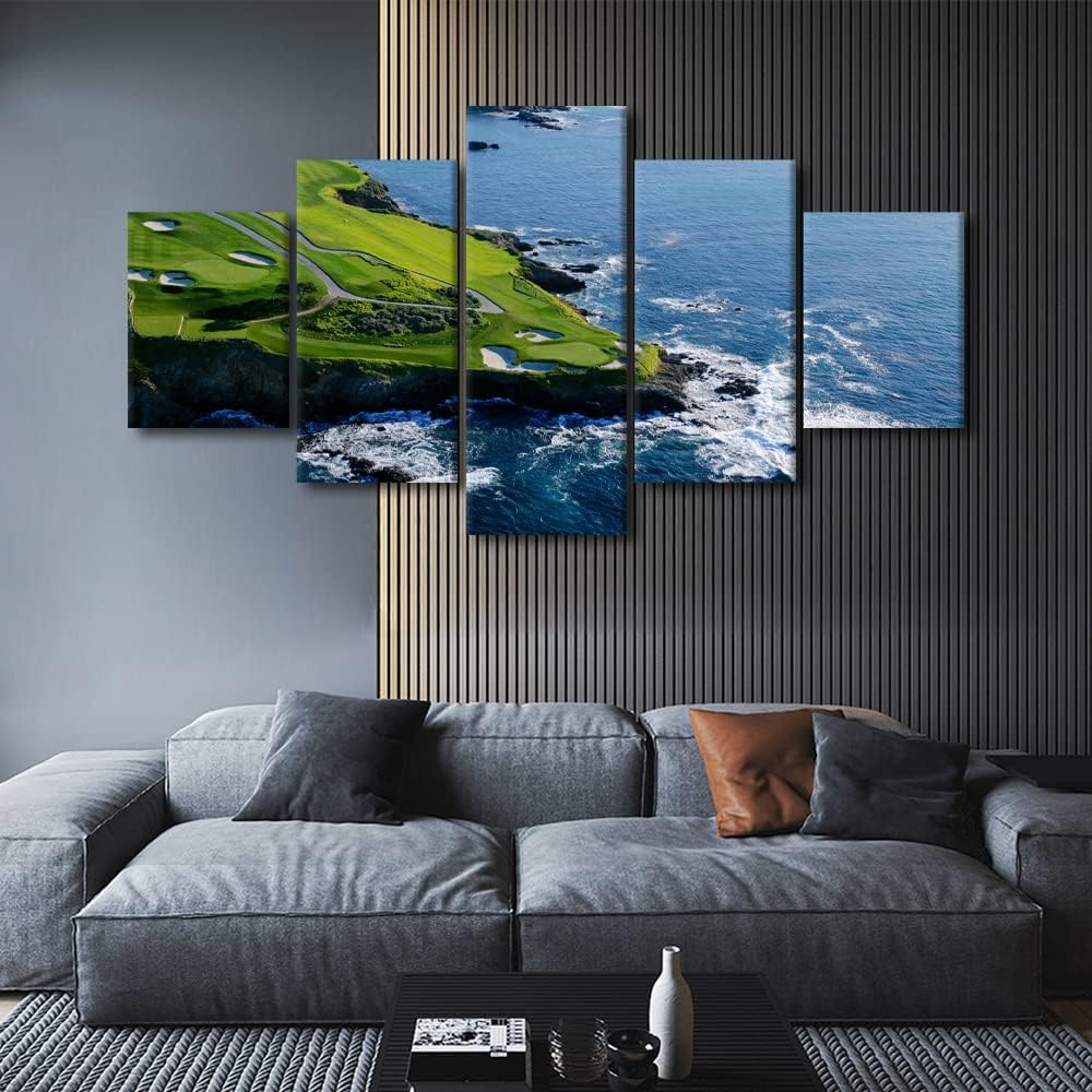 5 Pieces Canvas Prints Wall Art - Golf Canvas Wall Art Golf Course Painting Picture Artwork/Modern Wall Decor/Home Decoration Stretched Gallery Canvas Wrap Giclee Print & Ready to Hang - 60"W x 32"H