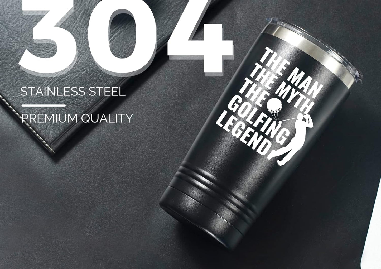 Onebttl Golf Gifts for Men, Funny Golf Gifts for Men 20oz Tumbler, Golf Dad Gifts, Fathers Day Golf Gifts, Birthday Gifts, Gifts for Golf Lovers - Black - The Man The Myth The Golfing Legend