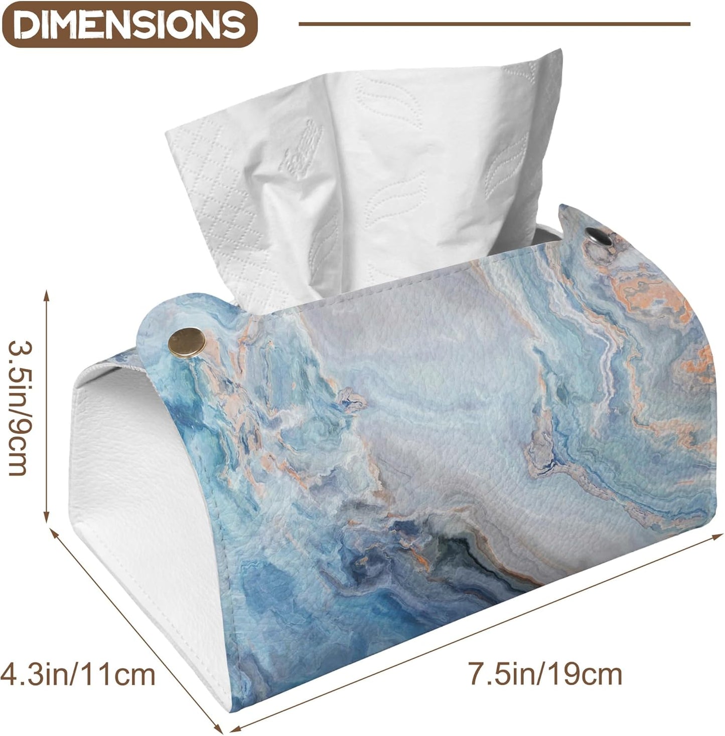 Blue and Grey Marble Tissue Box Cover Holder – Rectangular Tissue Organizer, Decorative Napkin Box Case for Home, Office & Car
