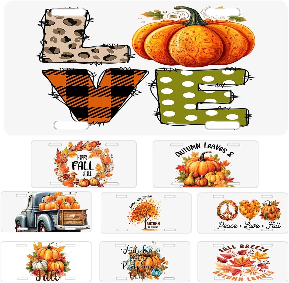 Custom License Plate Personalized Autumn Fall Funny Aluminum Front License Plates Decorative Rust-Free Metal Car Plate Covers for Women Men Car Tag Accessories fit Truck SUV Rv 12 X 6 in
