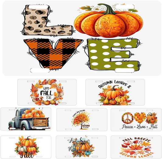 Custom License Plate Personalized Autumn Fall Funny Aluminum Front License Plates Decorative Rust-Free Metal Car Plate Covers for Women Men Car Tag Accessories fit Truck SUV Rv 12 X 6 in