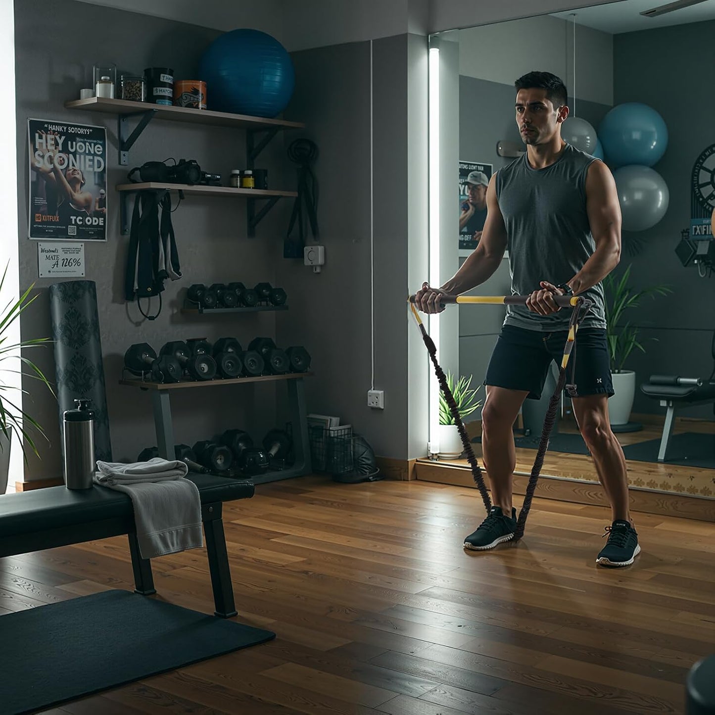 Shappy 1 Set Golf Swing Trainer Set - Sport Practice Aid System for Improving Swing Mechanics Core Strength Muscle Memory - Including Training Stick, Door Anchor, Resistance Band & Safety Strap