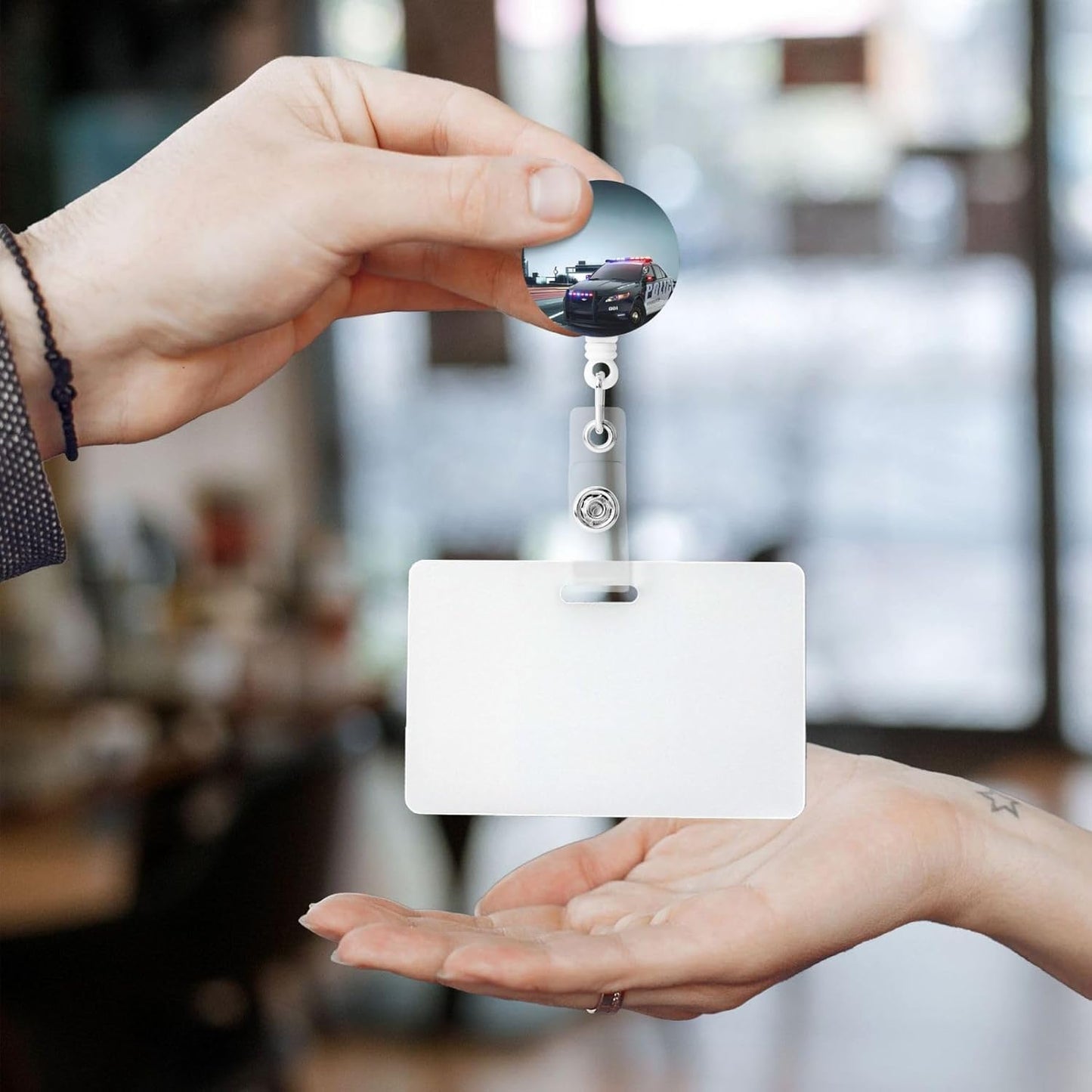 Police Car Badge Reels Retractable Badge Holder with Clip for Id Name Tag Office Worker Student Teacher Nurse Doctor