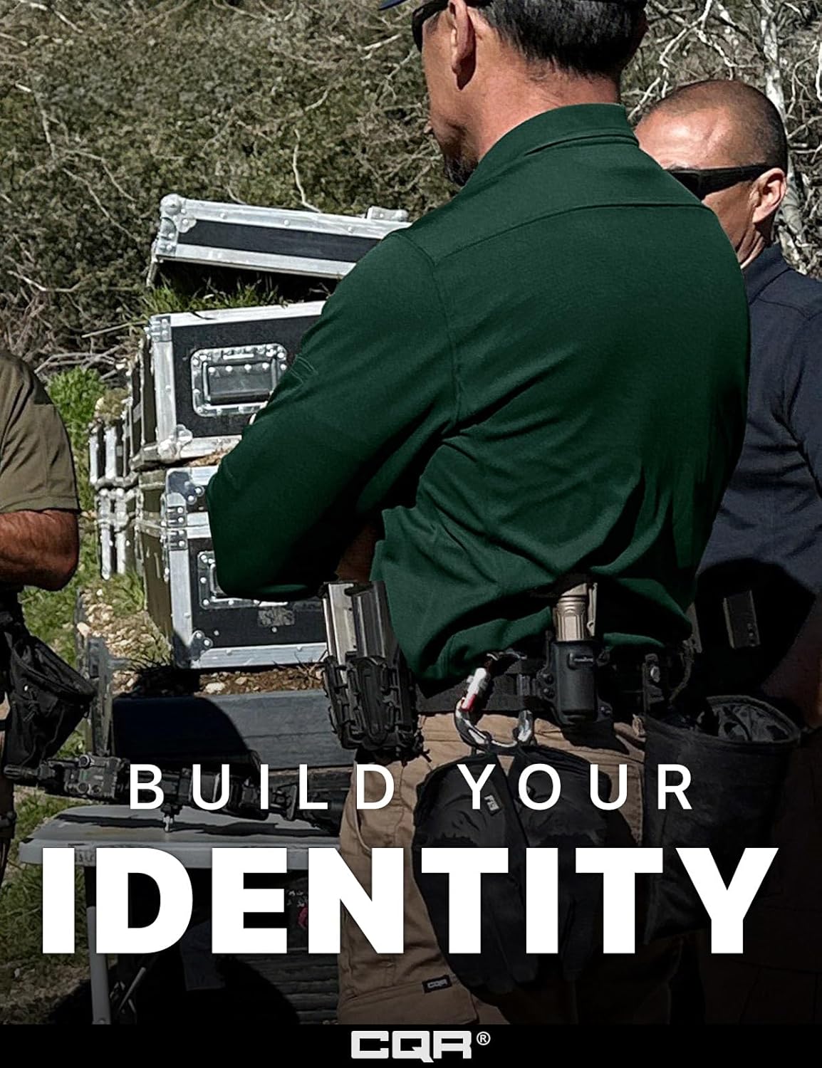 CQR Men's Polo Shirt, Long Sleeve Tactical Shirts, Outdoor UPF 50+ Pique Shirt, Dry Fit Lightweight Golf Shirts