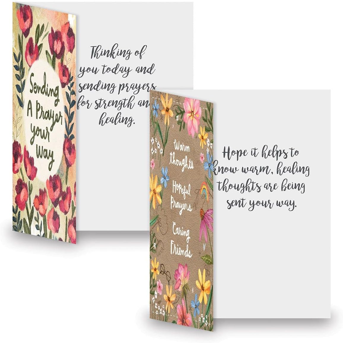 Someone Cares Get Well Greeting Cards - Set of 8 (4 Designs), Large 5" x 7", Sympathy Cards with Sentiments Inside, White Envelopes