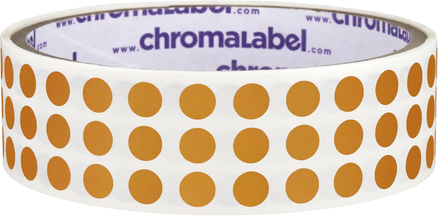 ChromaLabel 0.25 Inch Round Label Permanent Color Code Dot Stickers, 1000 Labels per Roll, Metallic Bronze