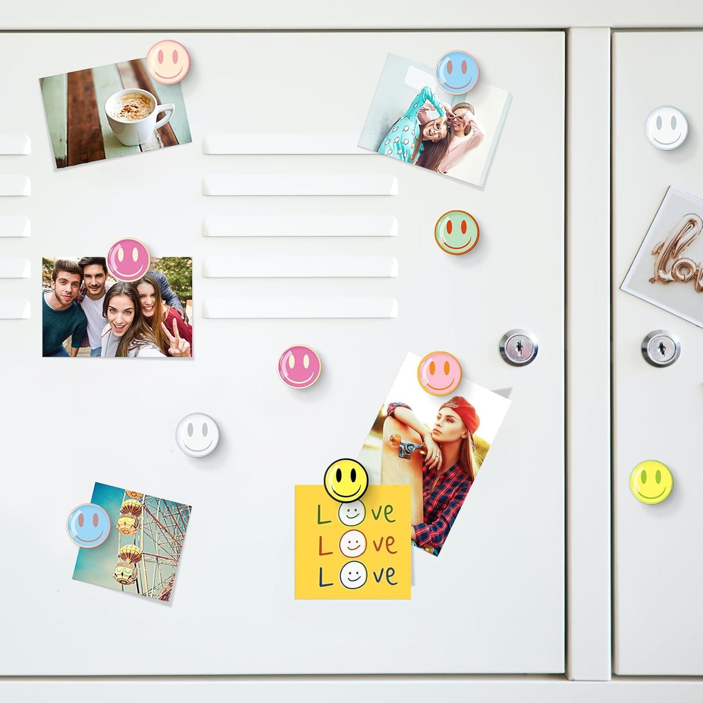 MORCART 16PCS Emoji Fridge Magnets Colorful Smiley Face Refrigerator Magnets Decoration for Locker Whiteboard Decorative Magnetic Board Cabinets Classroom Office Cubicle