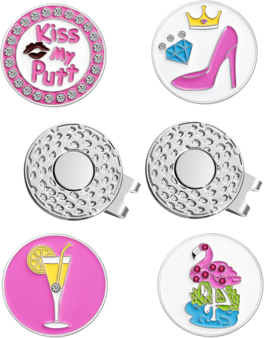 Funny Ball Marker Hat Clip, Magnetic Enamel Golf Ball Markers for Putting Green, Golf Ball Marker with Magnetic Hat Clip, Unique Gift for Golf Lovers