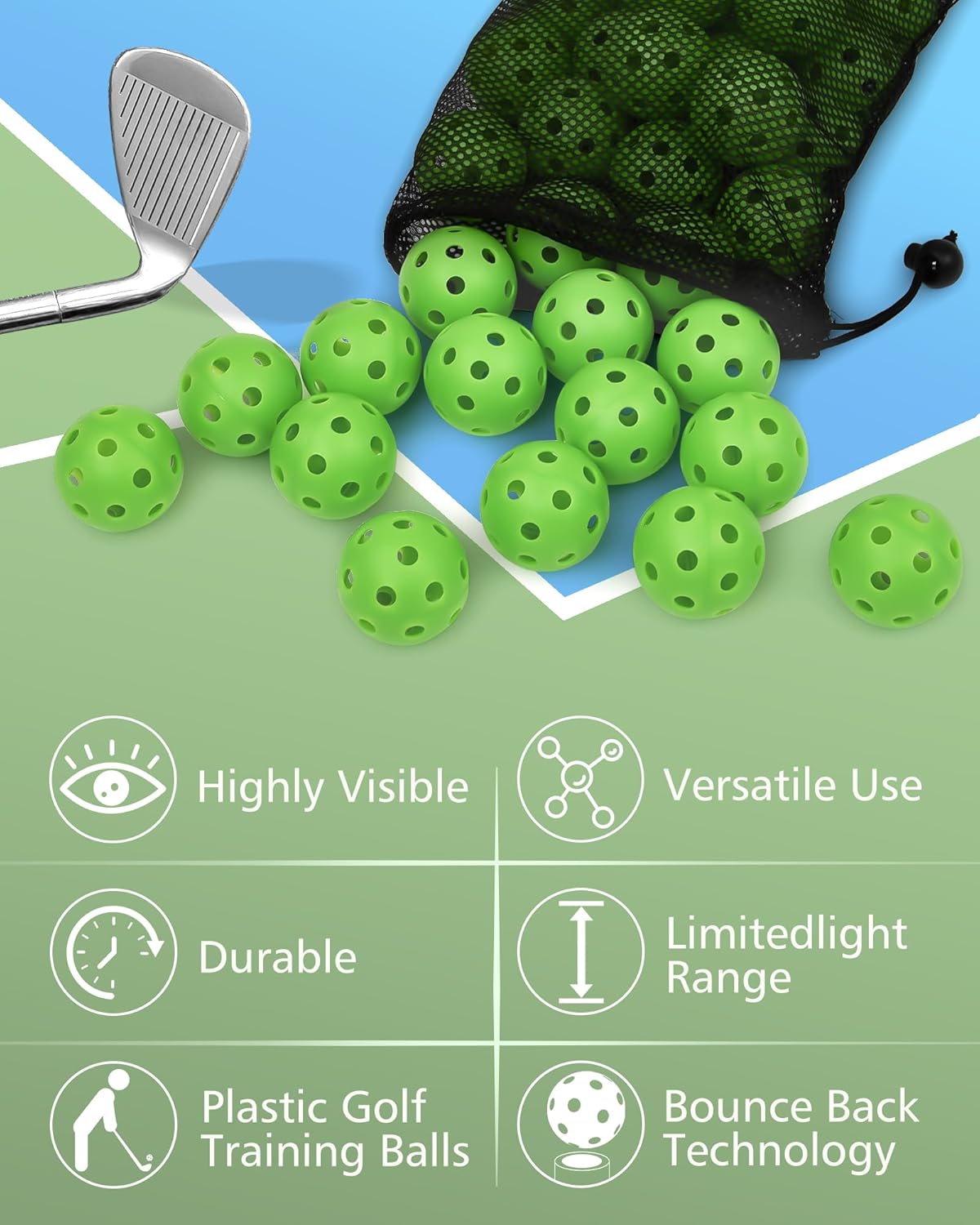 35 Pack Practice Golf Balls Limited Flight Plastic Golf Balls 42mm Practice Golf Balls for Backyard Golf Training Balls for Swing Practice, Airflow Hollow (Multiple Colors)