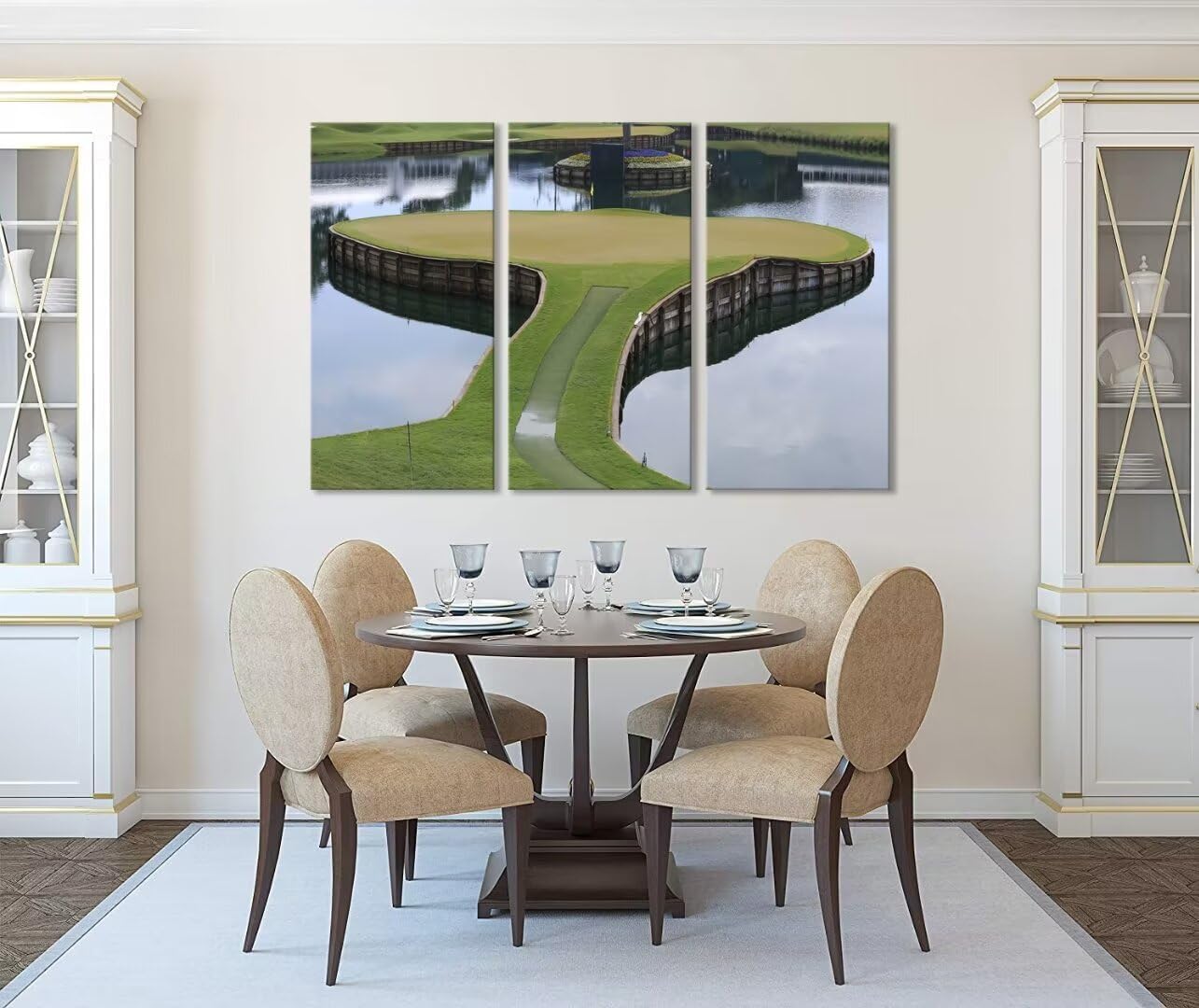 TPC Sawgrass Golf Course Wall Art for Living Room Bedroom Bathroom Home Decorations Golf Art Golf Course Pictures Posters Framed Artwork Canvas Prints Ready to Hang(14''W x 28''H x3)
