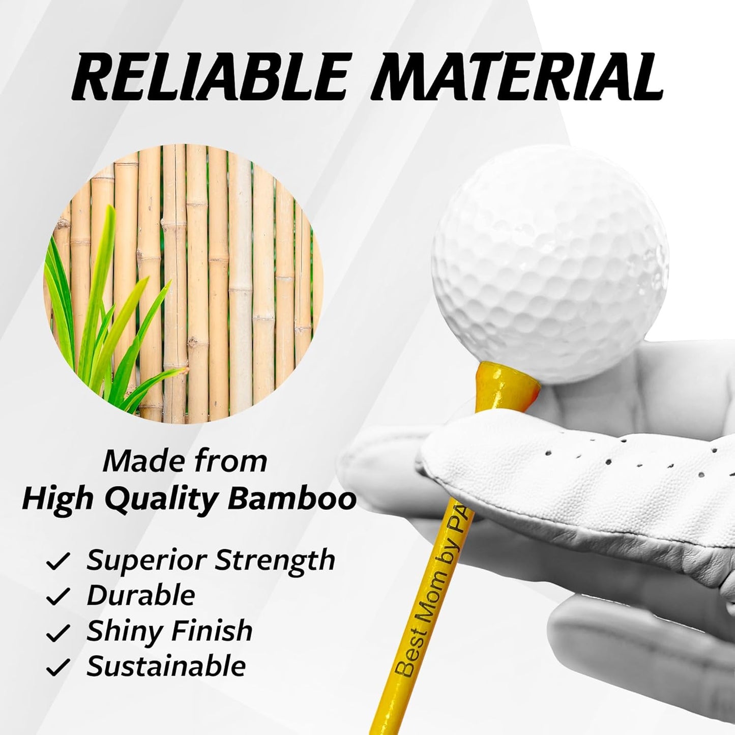3 ¼ Bamboo Golf Tees, Customizable Golf Tees with Imprinted Messages, Essential Equipment & Ideal Gift for Golfers