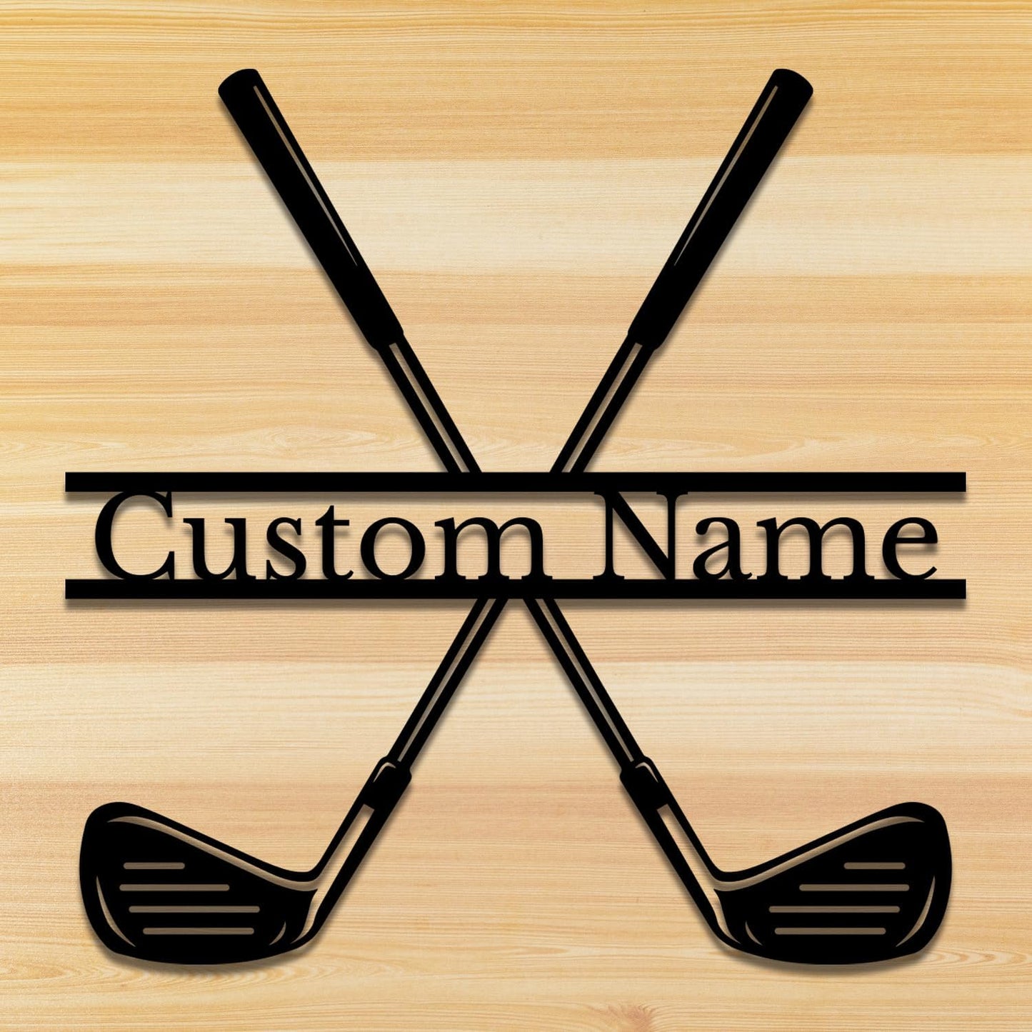 Personalized Custom Crossed Golf Metal Wall Art,Personalized Golfer Name Sign Decoration For Room,Hole Golf Club Decoration (Style-4)