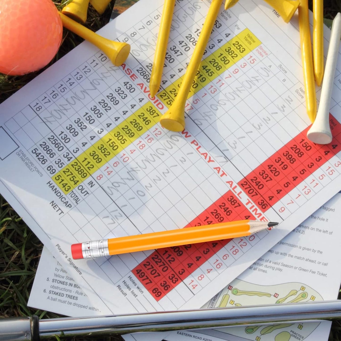 Outus 144 Pcs Mini Golf Pencils Bulk Half Pencils with Eraser #2 HB Pre Sharpened for Party Favors Office Supplies 4 Inch(Yellow)