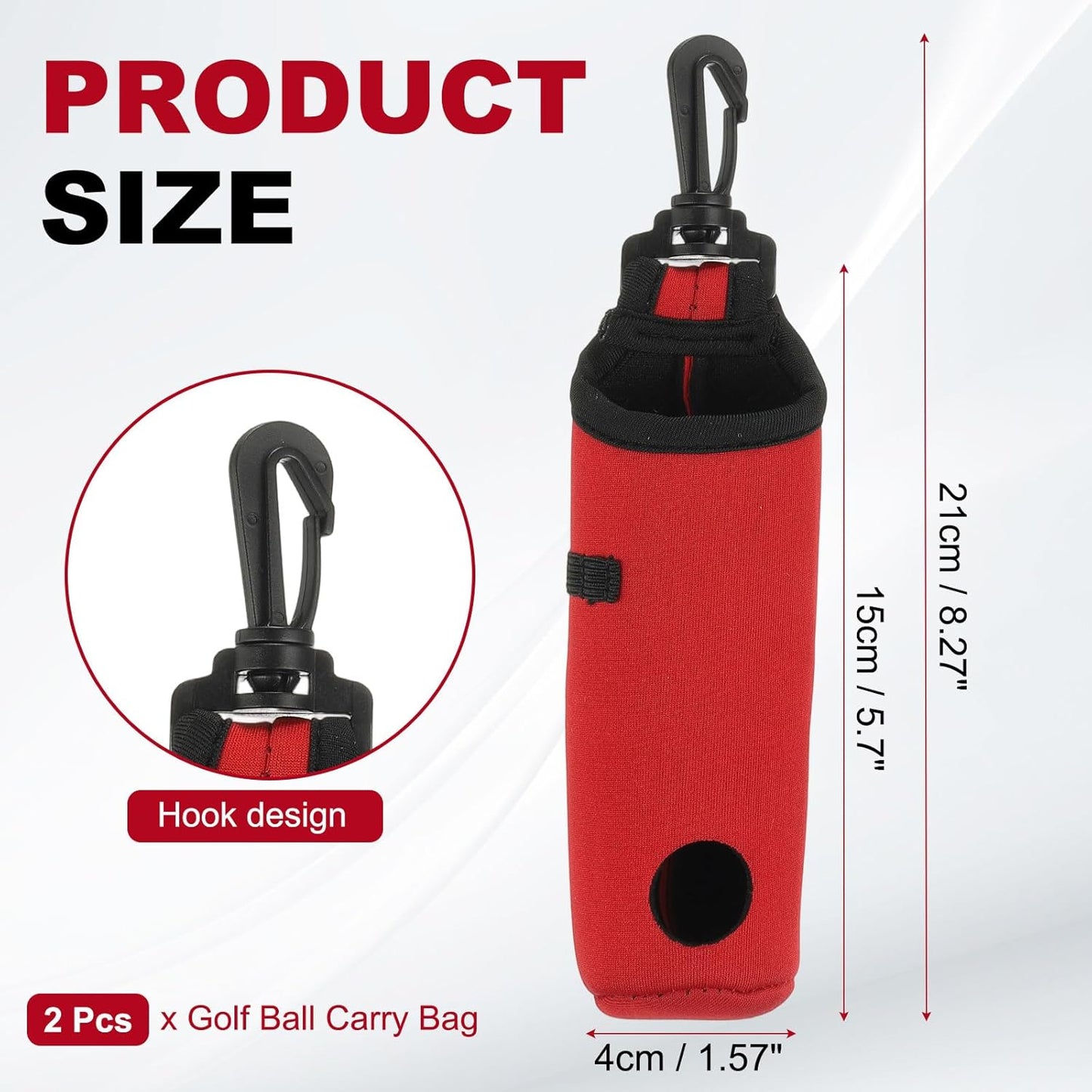 uxcell Golf Ball Carry Bag, Waist-Mounted Storage Bag Neoprene Golf Tee Holder Pouch with Lightweight Hook for Men and Women