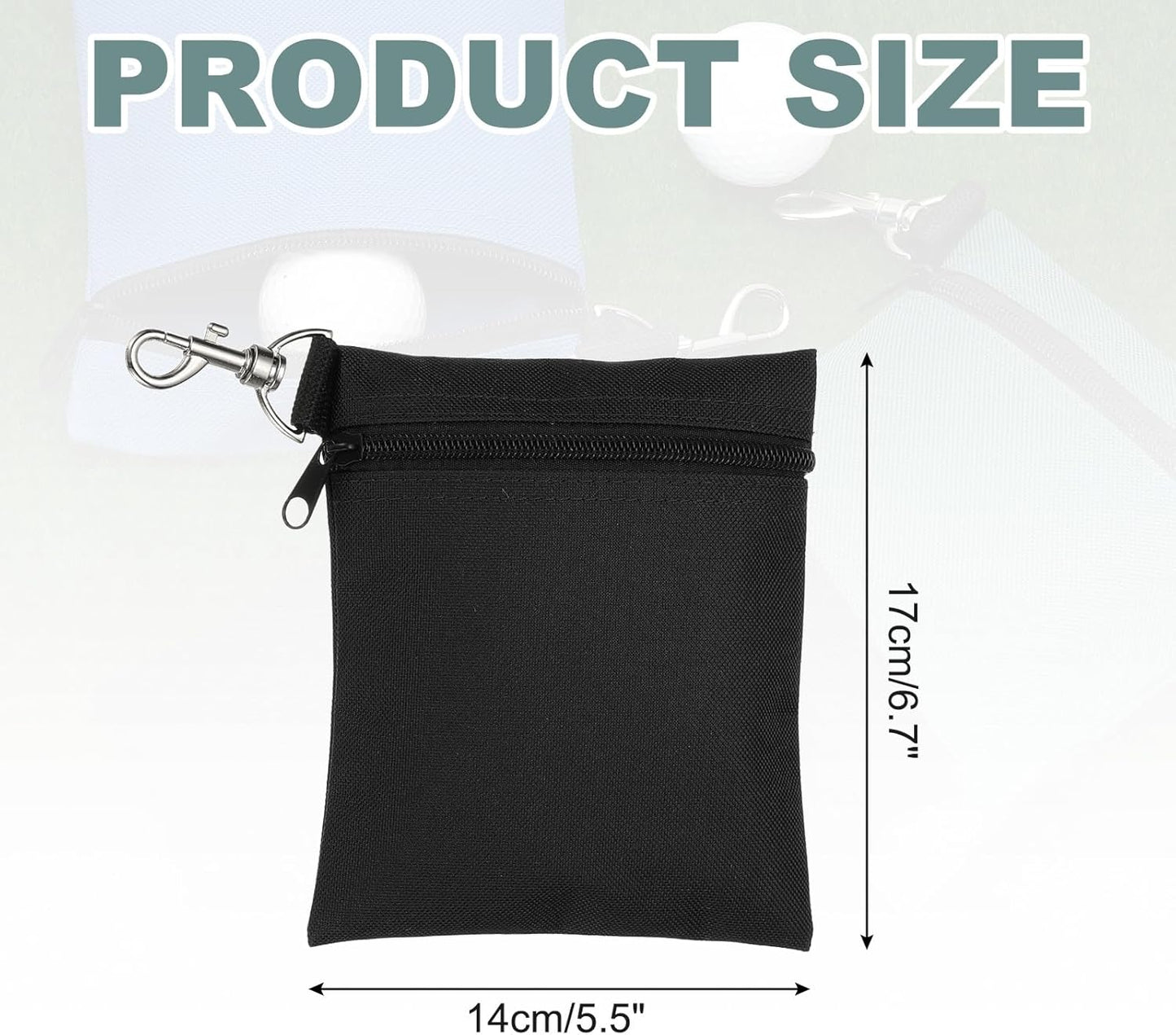 uxcell Golf Tee Pouch, Professional Zipper Golf Tee Bag Accessories Pocket Gear Clip Bag with Metal Lobster Claw Clip Organizer Storage Bags for Men and Women