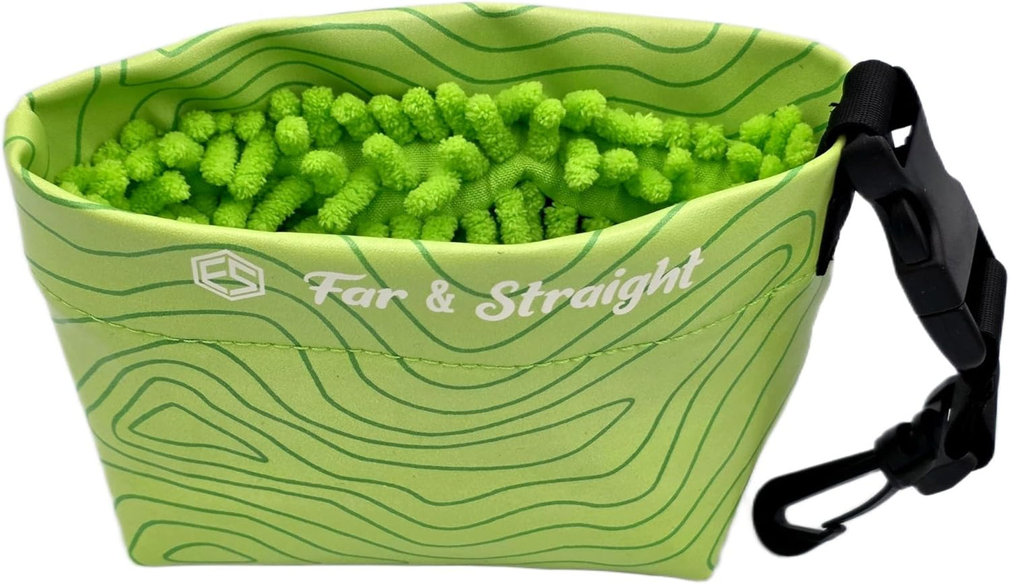 FAR&STRAIGHT Golf Club & Ball Cleaning Pouch – Soft Microfiber Interior for Gentle Cleaning – Clip-On, Washable Bag