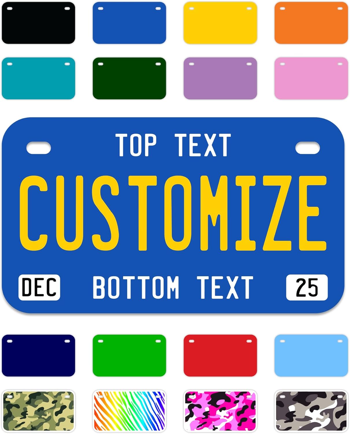 Personalized Aluminum name Plate – Custom 7x4 Tag with 5 Lines & Top Corner Text – Blank .040 Metal – 4 Sizes – 23 Colors – for Bikes, Golf Carts, powerwheels & More