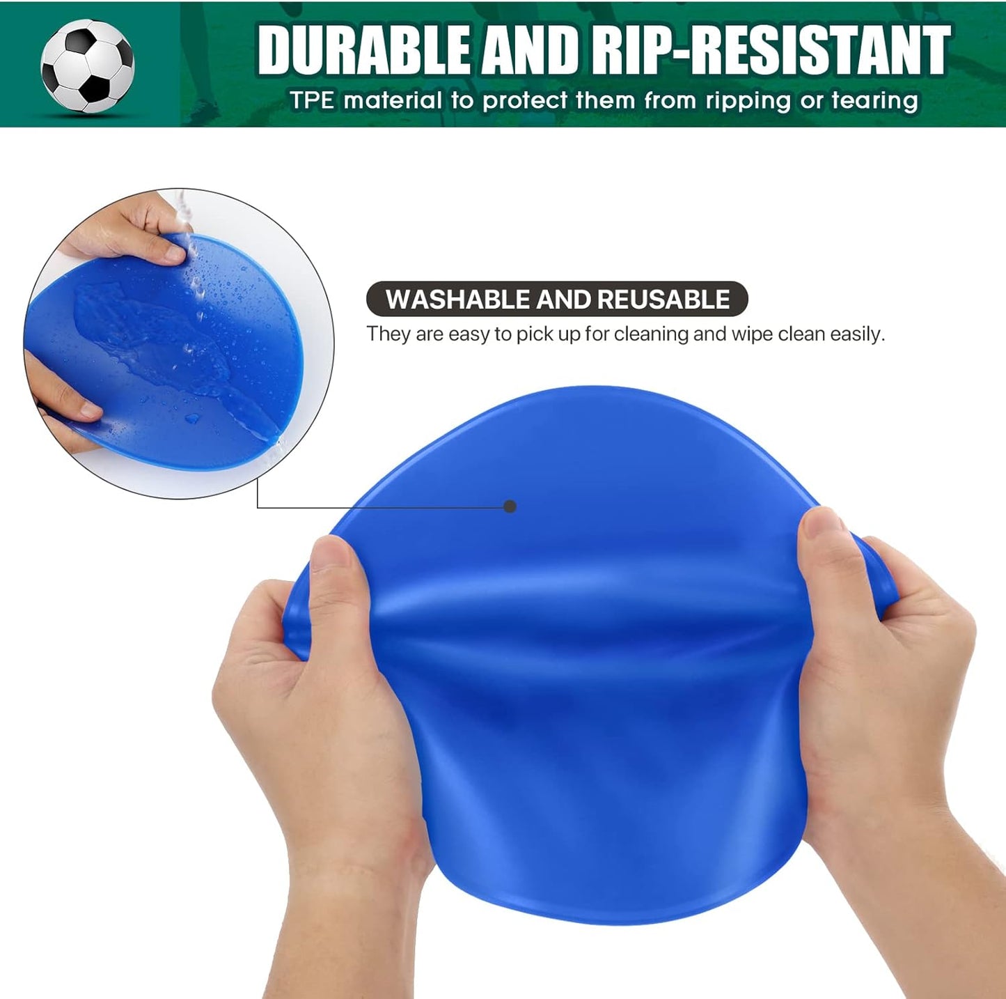 Poly Spots for Gym Floor 4.72inch 6inch 9 inch Poly Spot Markers, 60 Pcs Rubber Floor Dots Non Slip Flat Cones for Sports Soccer PE Training, Dance, Classroom Activities