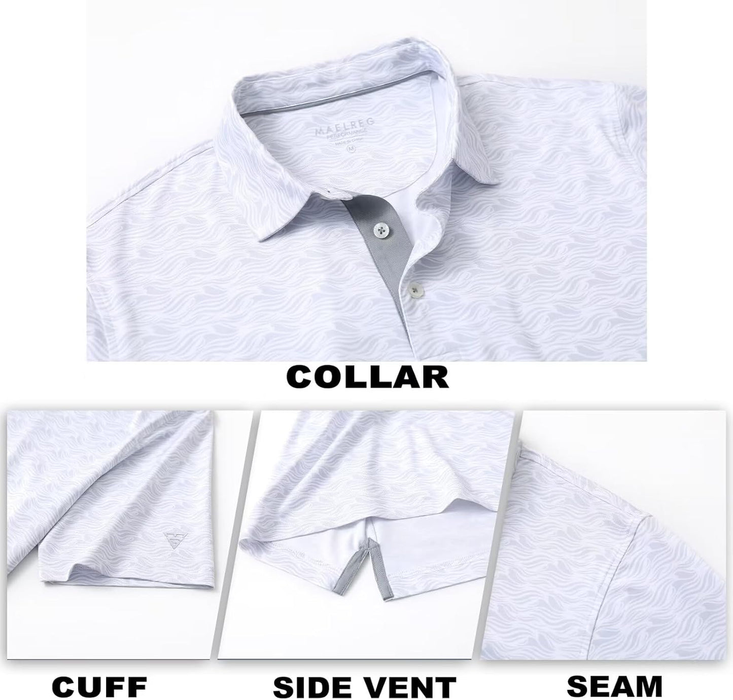 M MAELREG Mens Golf Shirt Short Sleeve Dry Fit Print Moisture Wicking Performance Patterns Collared Polo Shirt