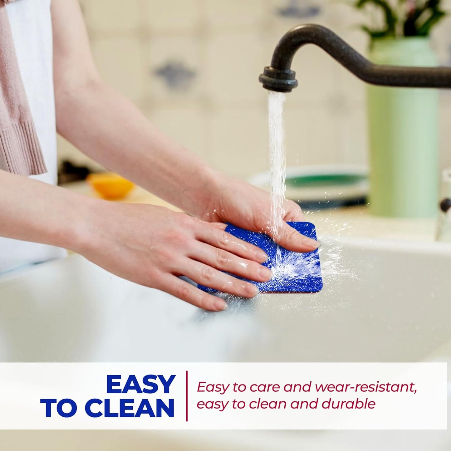 A&A Wonders Premium Felt Coasters for Drink, Two-Tone Reversible, Absorbent Felt Protects Furniture, Table, Anti Slip, Suitable for Drinks & All Table Types (Wine Red/Royal Blue, Square 6 Pack)